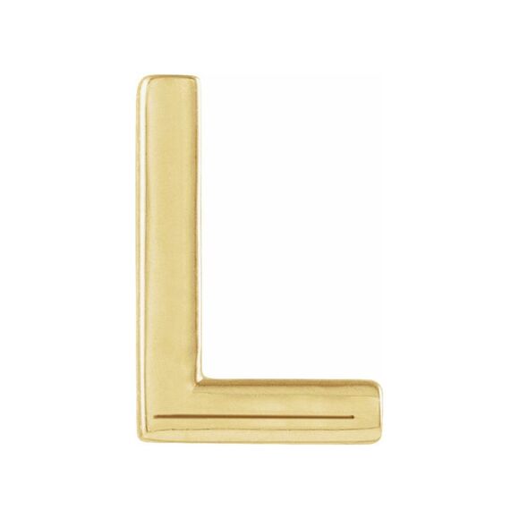 Single 14k Yellow Gold Initial L Post Earring 5.25 x 8mm